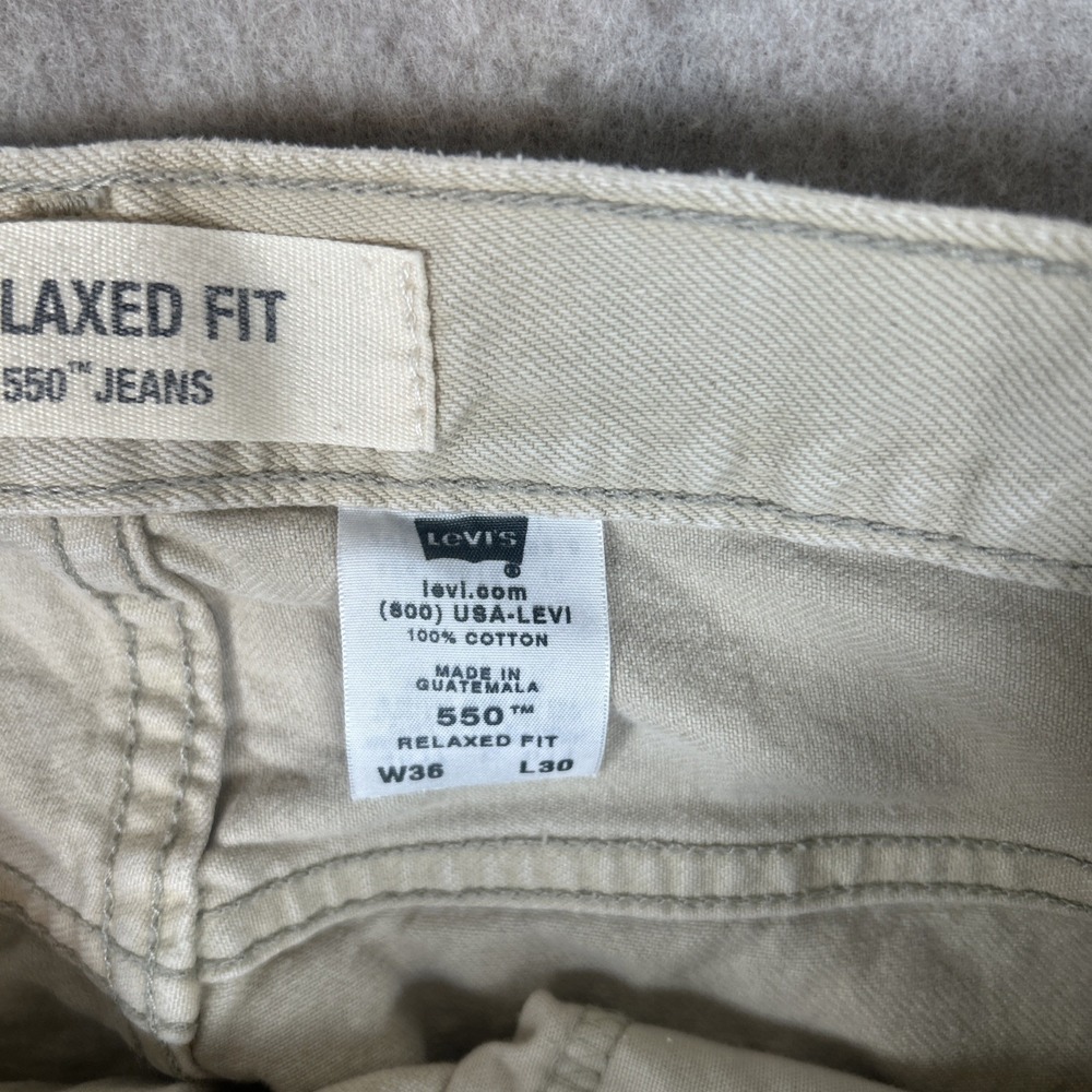 Levi's 550 Jeans Men's 36x30 Relaxed Fit Khaki Tan Pants Denim Vintage Y2K - Picture 7 of 9
